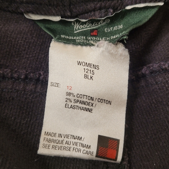 Woolrich 1215 Black Corduroy Straight Leg Pants sz 12 - Picture 3 of 10